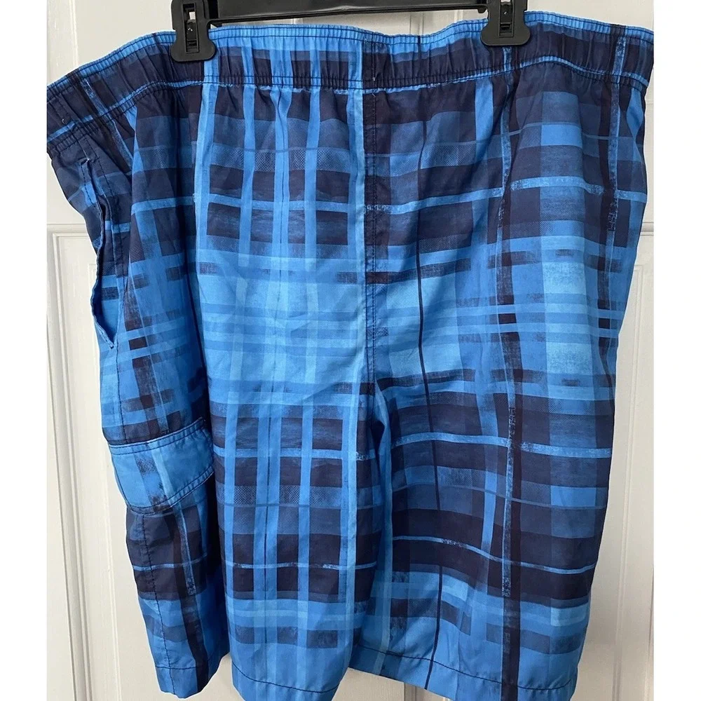 Men's Sonoma XXL‎ Multi Blue Swim Trunks Shorts Bathing Suit Drawstring Pockets